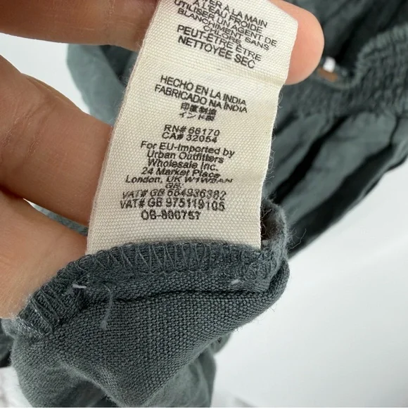 Free People Erin Ruffle Sleeve Mini Dress in gray sz S cotton linen blend - Picture 6 of 10